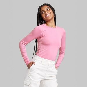 NWT! Wild Fable Long Sleeve Seamless Shirt in Pink - S